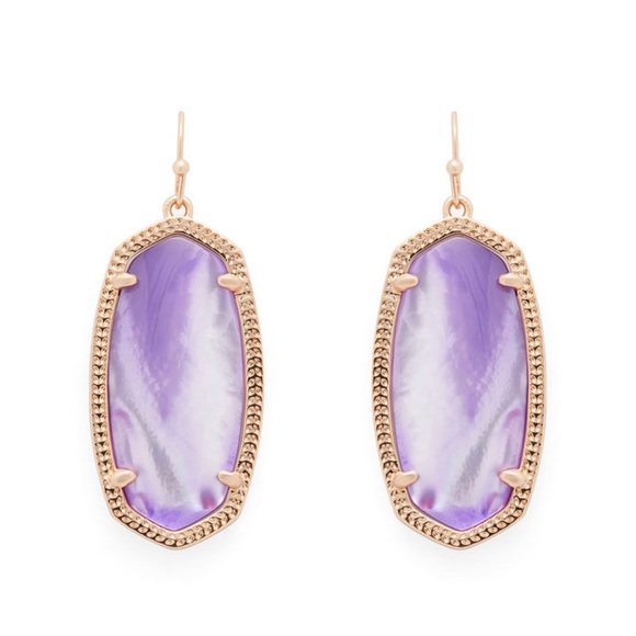 NWT Kendra Scott Elle Earrings Lavender Pearl & Rose Gold Rare & Retired GORG! - Picture 4 of 8